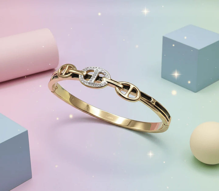 Crystal Link Hinged Bangle