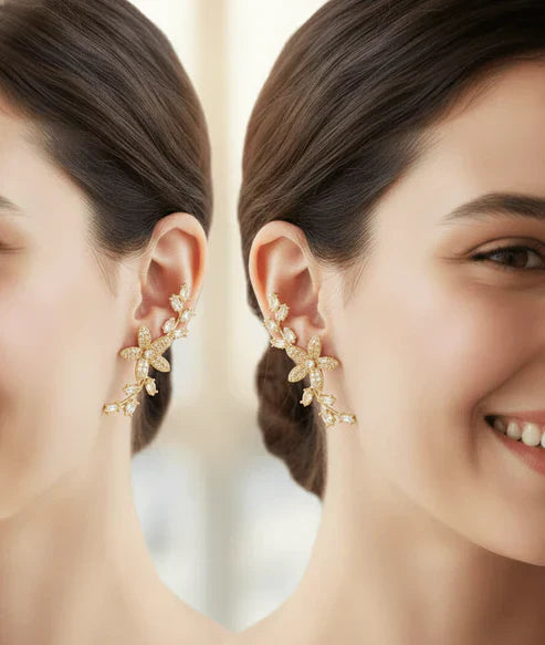 أقراط على شكل كرمة كريستالية زهرية