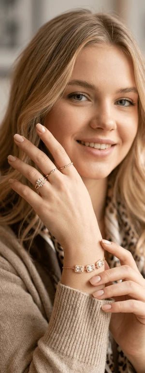 Square Crystal Link Adjustable Bracelet